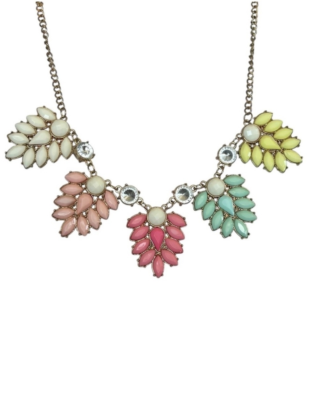 Vintage 90s Chunky Neon Pastel Adjustable Necklace Goldtone Retro Eclectic